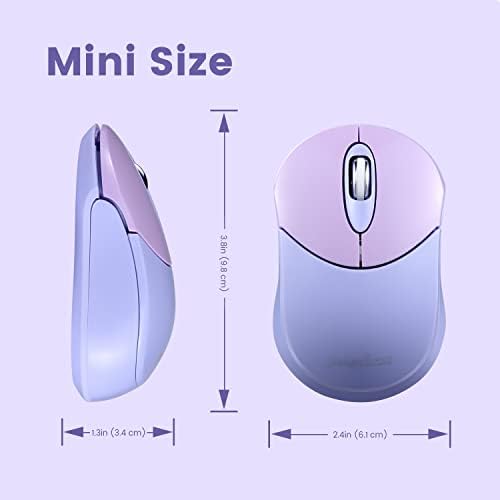 Elevate Your Productivity with the Perixx PERIMICE-802 PP Wireless Bluetooth Mouse – Sleek Purple Design for Windows, i OS & Android Devices – Ergonomic Comfort and High Precision Tracking for On-the-Go Professionals