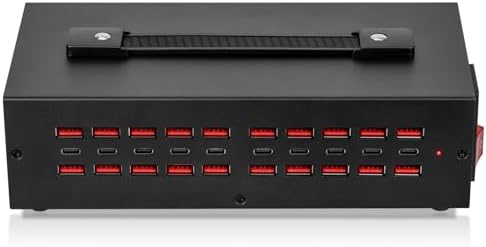 200 W USB-C Charging Hub with 20 Ports – Fast Charge Station for i Phone, i Pad, Kindle, and More – Multi-Device Power Solution with Enhanced Safety Features – Portable USB Wall Charger for Home and Office Use – Efficient Multi-Device Charging Station