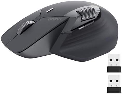 Revolutionize Your Workflow with Rapoo MT760 Multi-Device Wireless Mouse – Effortlessly Connect Up to 4 Devices with Bluetooth 5.0 & 2.4 G, 11 Customizable Buttons, 4 K DPI Precision, and 90 Days of Uninterrupted Battery Life – Perfect for Professionals and Tech Enthusiasts in Sleek Matte Black