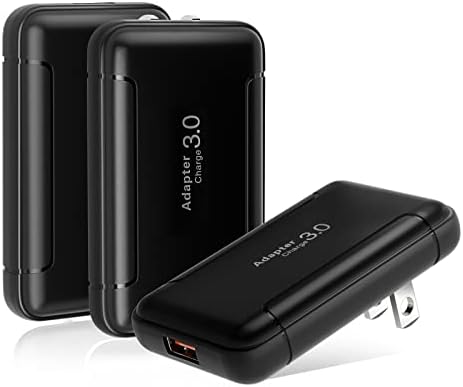 Costyle 3-Pack Flat USB Wall Charger – 18 W Quick Charge 3.0 Adapter, Slim Foldable Design for Samsung Galaxy S20, S10, S9, A54, A53, A14, Note 10 & 20 – Ultimate Portability and Enhanced Compatibility for Fast Charging Anywhere