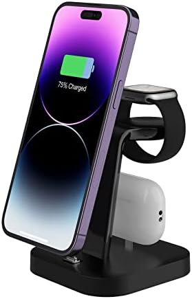 3-in-1 Wireless Charging Station for Apple Devices – Fast Magnetic Charger for i Phone 15/14/13/12/Pro Max/SE/11/XS/XR/8, Apple Watch 9-2, and Air Pods – Streamlined Power Solution for Home and Travel – Sleek, Compact Design for Enhanced Compatibility and Speed