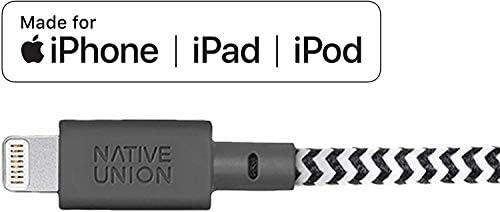 Native Union Night Cable – 10 ft MFi Certified Lightning to USB-A Charger with Weighted Knot Design for Enhanced Stability – Ultra-Durable & Stylish Zebra Pattern for i Phone 14, 13 & Earlier Models – Elevate Your Charging Experience with Superior Length & Strength