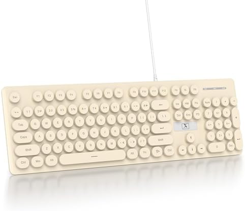 Vibrant Purple Ergonomic Wired Membrane Keyboard – Full-Size 104 Keys with Round Typewriter Keycaps, White LED Backlighting, and Ultra-Quiet Performance for Enhanced Productivity in Any Workspace
