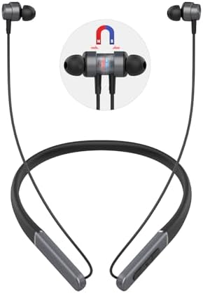 Elevate Your Audio Experience: MORMOQUE IPX5 Waterproof Neckband Bluetooth Headphones with 40-Hour Playtime, Enhanced Noise Cancellation, and HD Bass for Active Lifestyles – Seamless Compatibility with i OS & Android Devices, Magnetic Switch for Effortless Wear and Storage