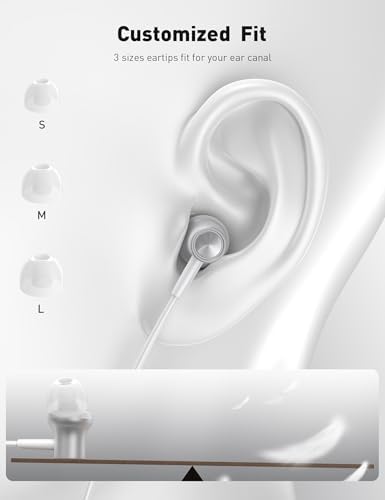 i Mangoo Magnetic Hi Fi Stereo Bass Wired Earbuds with MFi Certification – Premium Lightning Earphones for i Phone 14, 13 Pro Max, 12 Mini & More – Enhanced Audio Experience with Built-in Microphone & Volume Control – Stylish Purple Design for Everyday Comfort and Portability