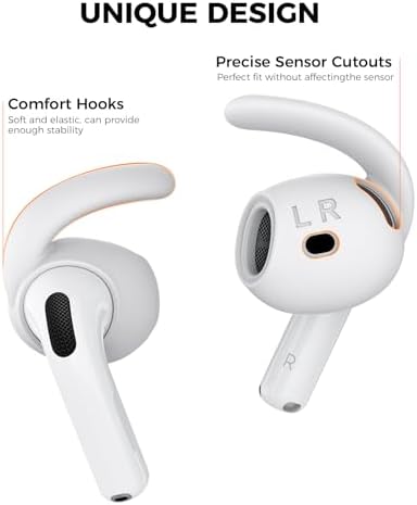 Aha Style Silicone Ear Hooks for Air Pods Pro – 3 Pairs of Anti-Slip Covers with Storage Pouch – Premium Earbud Accessories for Enhanced Comfort and Stability During Activities – Durable, Custom Fit Compatible with Apple Air Pods Pro (White)
