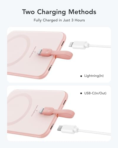 VEEKTOMX Ultra-Slim 5000 m Ah Portable Power Bank with Built-in Charging Cable for i Phone – Lightweight Battery Pack for i Phone 14/13/12/XS/Pro/Air Pods – Quick Charge Convenience in a Stylish Design – Perfect for On-the-Go Power Solutions