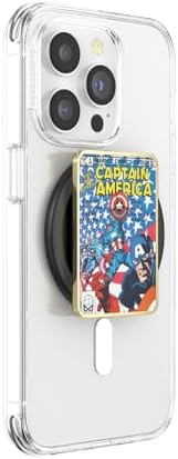 Marvel Captain America Mag Safe Pop Socket Grip – Secure Enamel Phone Holder with Kickstand, Wireless Charging Ready, Lightweight Design for Ultimate Usability and Marvel Fandom Style