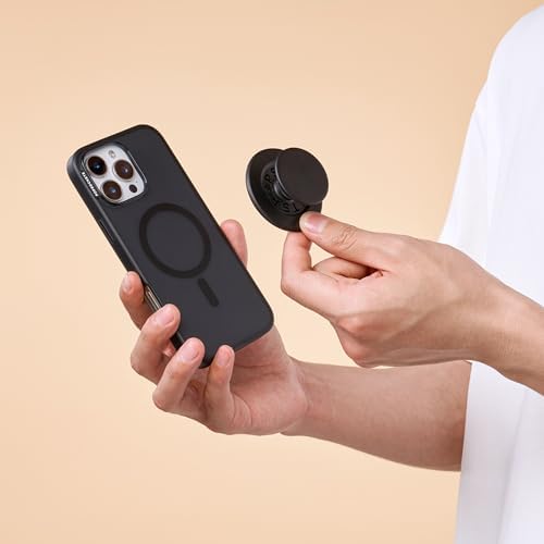 Mag Safe Pop Grip and Stand – Premium Magnetic Phone Accessory for i Phone – Customizable and Swappable Design for Optimal Grip and Hands-Free Convenience – Compatible with Wireless Charging, Elegant Black Finish for Enhanced Mobile Experience