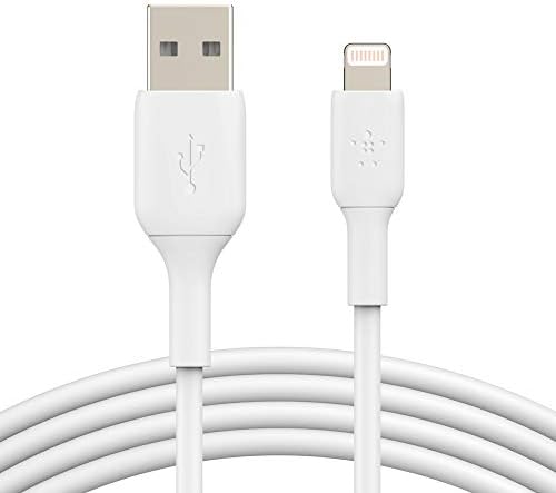 Belkin MFi-Certified Lightning to USB Cable – 3 ft Durable Charging Cable for i Phone, i Pad, and Air Pods – High-Speed Data Transfer and Enhanced Compatibility – Tangle-Free Design in Sleek White Finish