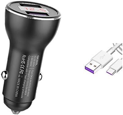 Huawei Supercharge Car Charger with USB Type C Cable – 9 V/2 A Fast Charging Adapter for P40, P30, P20 Pro, Mate 30/20/10/9 – Compact Design with LED Display for Real-Time Charging Status – Ultimate On-the-Go Power Solution