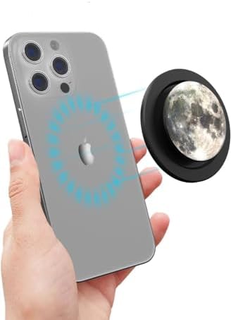 Elevate Your Smartphone Experience with the Galaxy Moon Magnetic Phone Grip – Adjustable Mag Safe Holder for Superior Stability and Style – Wireless Charging Ready Accessory for Active Lifestyles and Effortless Usability