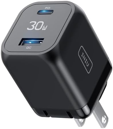 Power Your Devices Fast with the INIU 30 W USB C Dual Port Charger – Compact, Foldable Design for On-the-Go Charging of i Phone 16, Samsung S24, i Pad Pro, and More – Ultimate Efficiency with PD & QC 3.0 Compatibility