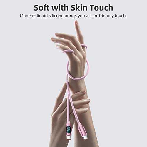 Ultra-Fast 100 W USB C to USB C Cable 2-Pack – 6.6 FT Silicone Charging Cables with LED Display for Samsung Galaxy Z Flip5, Fold5, Flip4, Fold4 – High-Speed 5 A Power Delivery, Enhanced Durability, and Compatibility for All Your Devices