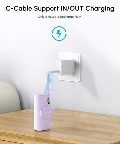 Sleek Purple Wireless Power Bank for Apple Watch & i Phone 14/16 Pro Max – 5000 m Ah Lightweight Fast Charge Charger with USB-C Connectivity for Effortless Travel and On-the-Go Power Solutions