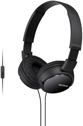 Sony MDR-ZX110 AP Wired On-Ear Headphones with Integrated Mic – Lightweight Design for Unmatched Comfort and Superior Sound Quality, Perfect for Music Lovers and Professionals on the Go, Adjustable Fit with Foldable Portability for Effortless Storage and Hands-Free Calls