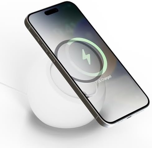 Magnetic Charging Stand, Premium Spherical Silicone Phone Stand, Wireless and Portable, Compatible with MagSafe iPhone 16/15/14/13/12 Series and MagSafe Chargers, Black – Enhanced Compatibility and Speed