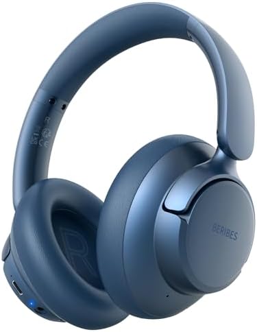 Unleash Your Audio Potential with BERIBES Premium Hybrid Active Noise Cancelling Headphones – Wireless Freedom, 70-Hour Playtime, Deep Bass Enrichment, Ergonomic Comfort, Fast Charging, and Versatile 3.5 mm Cable in Vibrant Blue for All-Day Enjoyment