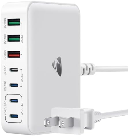 Aione 165 W Ga N Charging Hub – 7-Port Multi-Device Fast Charging Station with 5 ft Cord for i Phone 16/15/14/13/12, Samsung Galaxy S24/S23/S22 & Mac Book – Ultimate Desk Organizer and Power Solution for Tech Enthusiasts
