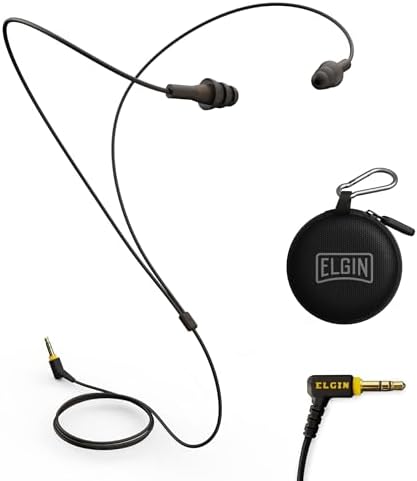 Elgin Ruckus+ OSHA Compliant Earplug Earbuds – 25 d B Noise Reduction Wired Headphones with Built-in Mic for Clear Communication – Sweatproof Design for Construction & Industrial Use – Enhanced Device Compatibility for Seamless Connectivity and Comfort