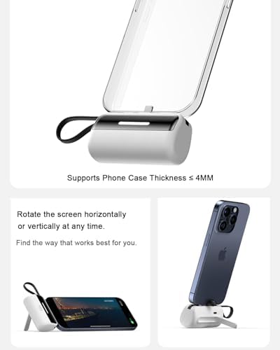 Compact Dual-Pack Portable Power Bank 5500 m Ah with Built-in Cables and Stand – 22.5 W Fast Charger for i Phone 16/15/14, Samsung Galaxy & Android Devices – Lightweight Travel Essential for Quick Charging and Easy Portability – Smart LED Display for Battery Life Monitoring