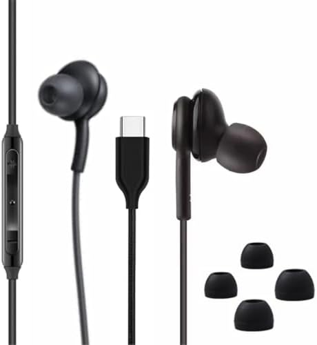 2025 Advanced Type-C In-Ear Headphones for Samsung Galaxy – Superior High-Fidelity Audio, Built-In Mic & Volume Control, Ergonomic Fit for All-Day Comfort – Stylish Black Finish for Effortless Everyday Use