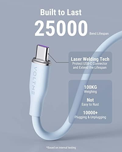 VOLTME 100 W USB C Fast Charge Cable – 6 ft E-Marker Type C to Type C Charger for Mac Book Pro 2021, i Pad Pro 2021, Galaxy S21, Pixel, & Switch – Premium Durability and Enhanced Compatibility for Rapid Power Delivery