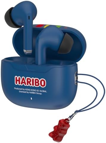 Haribo Gummy Bear Wireless Earbuds – Dynamic Bluetooth 5.3 TWS with 13 mm Bass Boost, Advanced ENC Noise Cancellation for Immersive Sound, IPX4 Sweatproof for Active Lifestyles, and Quick USB-C Charging – Playful and Functional Audio Solution for Fitness Enthusiasts and Music Aficionados