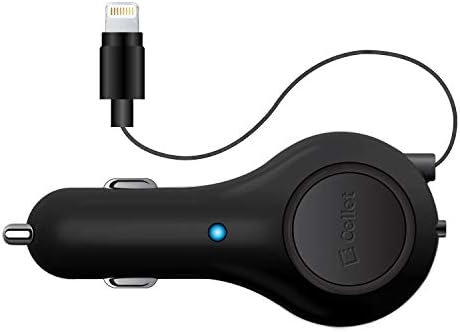 Cellet Retractable USB-C Car Charger – 15 W Fast Charging Adapter with 3.3 ft Tangle-Free Cable & 3 A Output, LED Charge Indicator for i Phone 15/16 & Android Devices, Compact & Travel-Friendly Design for Efficient Power Delivery