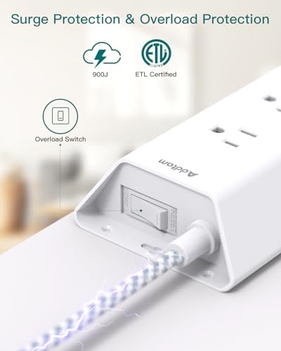 Ultimate Power and Charging Solution: Addtam 15 ft Surge Protector Power Strip with 9 Outlets & 4 USB Ports – Ideal for Home, Office, and College Dorms – Enhanced Surge Protection & Fast Charging Capability