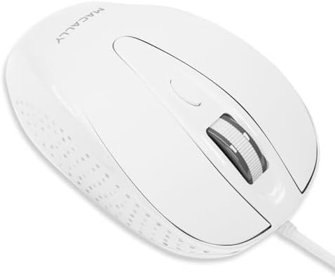 Elevate Your Computing Experience with the Macally USB Wired Mouse – Ergonomic 3-Button Design, Smooth Scroll Wheel, 5-Foot Cord, and Plug-and-Play Compatibility for Mac Book, i Mac, Windows PC & Chromebook Users – Perfect Ambidextrous Mouse for Seamless Navigation and Enhanced Productivity