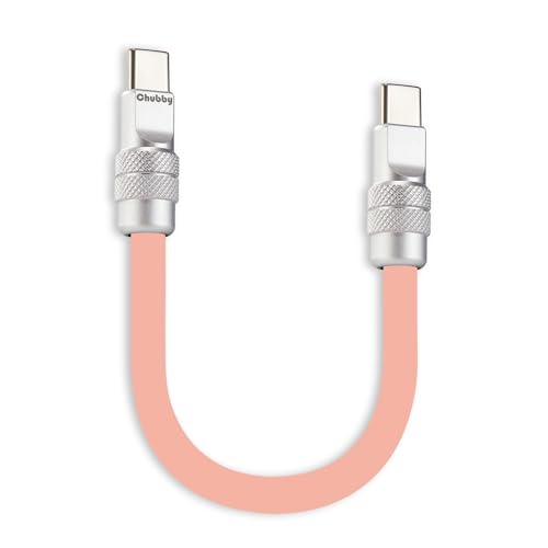chubbycable Cute Chubby – 240W Short USB-C Cable Power Bank Fast Charging Cable Silicone Charger Cord Compatible with iPhone 16/15 Series, Desert Titanium+Desert Titanium, Type-C to Type-C, 20 inch – Enhanced Compatibility and Speed
