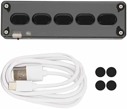 ASHATA 5-Key Programmable Keypad – Dual Mode USB Wired & Bluetooth Mini Keyboard for Office, Gaming & Industrial Use – Customizable Silent Silicone Keys for Ultimate Efficiency in Music Control & Task Management (White)