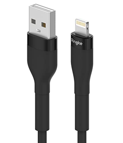 Ringke 3.9 FT USB to Lightning Pastel Charging Cable – Fast Charge Your i Phone, i Pad, and Air Pods with Tangle-Free Design and Enhanced Durability – Sleek Black Aesthetic Perfect for Car Play and Everyday Use