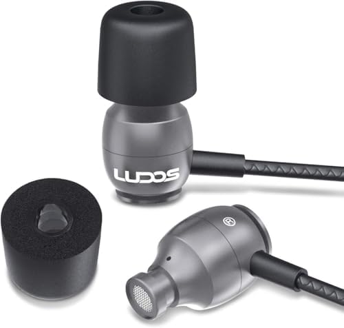LUDOS Clamor Wired Earbuds – Premium Noise-Isolating In-Ear Headphones with Memory Foam Tips, Built-in Microphone, 5-Year Warranty – Perfect for i Phone and Samsung Users, Ideal for Students and Small Ears in Stylish Pink – Ultimate Sound Quality and Comfort for Everyday Use