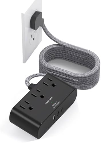 HANYCONY Ultra Thin Flat Plug Power Strip – 6 Ft Extension Cord with 3 Outlets & 3 USB Ports (2 USB-C) for Travel, Dorms & Cruise Ships – Space-Saving Multi Plug Outlet Extender for Fast Charging & Enhanced Device Compatibility