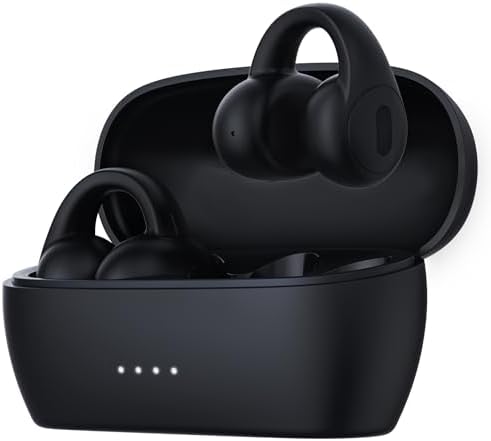 Q7 Open-Ear Bluetooth 5.3 Earbuds – Ultra-Lightweight Design for Maximum Comfort, Deep Bass with DT 6.0 Technology, Extended 34-Hour Battery Life, Quick USB-C Recharge – Ideal for Active Lifestyles and Seamless Connectivity in Black