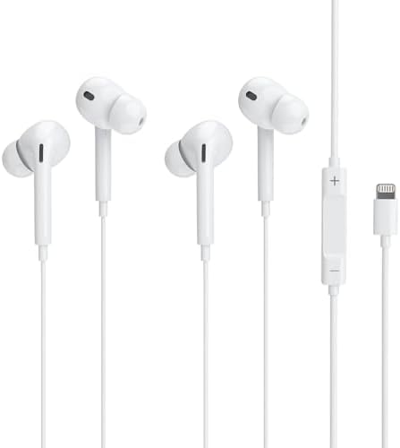 Premium Wired Earphones for i Phone – Dual-Pack with Superior Sound Performance, Integrated Microphone, and Adjustable Volume Control – Seamlessly Compatible with i Phone Models 14, 13, 12, 11 Pro Max, Xs Max, XR, X, 7, and 8 Plus – Ultra-Lightweight Design for Comfortable All-Day Use – Perfect for Music Enthusiasts and Busy Professionals Seeking Clear Calls and Rich Audio Quality
