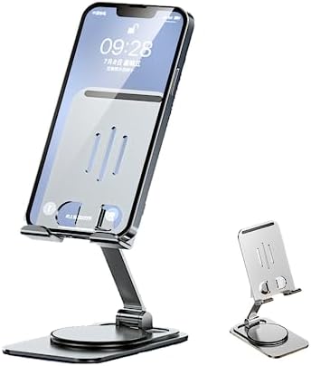 DEARART Cell Phone Stand, 360° Adjustable Phone Stand for Desk, Foldable Phone Holder Fully Carried Easily, Grey (Square Base) – Enhanced Compatibility and Speed