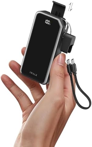 Ultra-Compact 10,000 m Ah i WALK Power Bank – 30 W PD Fast Charging with USB-C Ports & Built-in Stand for i Phone 16/15 Pro Max, Samsung S25/S24 Series – Essential Travel Battery Pack for On-the-Go Charging
