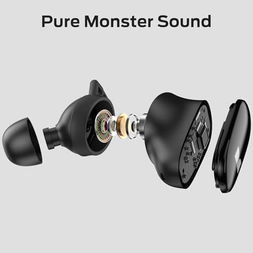Monster N-Lite 206 Bluetooth Earbuds – Premium Wireless Audio with Advanced Bluetooth 5.4, Touch Control Convenience, IPX6 Waterproof Durability, 25 Hours Extended Playtime, Crystal-Clear Integrated Microphone, Ergonomic In-Ear Comfort, Fast Type-C Charging for Active Lifestyles and Daily Use
