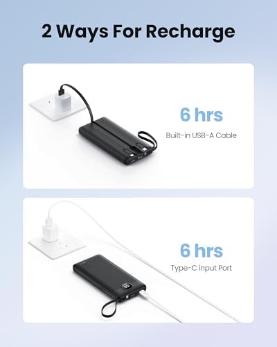 Sleek 10,000 m Ah Ultra-Slim Portable Power Bank – Essential Travel Charger with Integrated Cables, 5 Outputs & 2 Inputs, LED Battery Monitor – Universal Compatibility for i Phone & Android Devices – Chic Pink Design for Effortless On-the-Go Charging