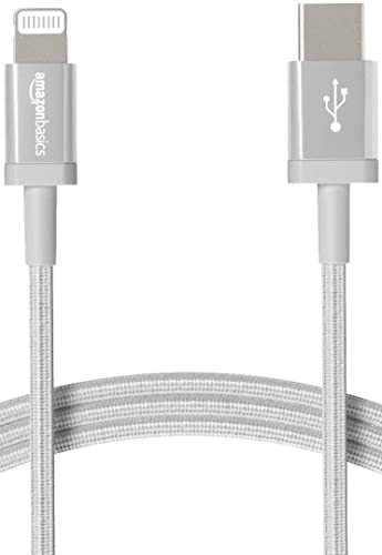 Amazon Basics 6-Foot Nylon Braided USB-C to Lightning Charger Cable – Fast Charging Power for i Phone 14/13/12/11/X/XS Pro/Pro Max/Plus – MFi Certified Durability in Dark Gray – Optimal Performance for Apple Devices on the Go