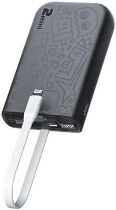 Vibrant imuto Graffiti Style Portable Charger with Integrated Lightning Cable – 22.5 W Fast Charging 10,000 m Ah Power Bank with LED Battery Indicator for i Phone 14/13/12 Pro Max & i Pad – Essential Travel Companion for Busy Lifestyles and Modern Devices