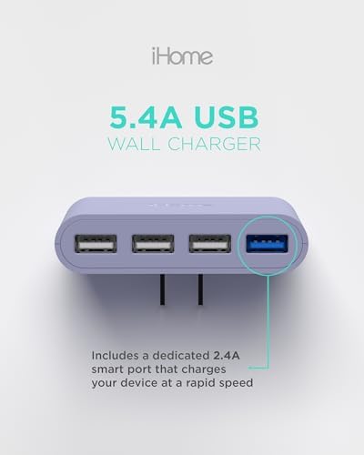 i Home 2-Port USB Wall Charger – Compact Dual Port AC Adapter for Rapid Device Charging – Flat Design for Travel & Home Use – Enhanced Compatibility with Smartphones & Tablets – Safe, High-Speed Charging Solution