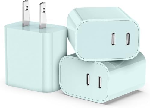 High-Speed Dual-Port USB C Charger Block – 3-Pack 20 W Type-C Wall Adapter for i Phone and i Pad Pro – Ultimate Convenience for Multi-Device Charging on the Go, Safe & Compact Design