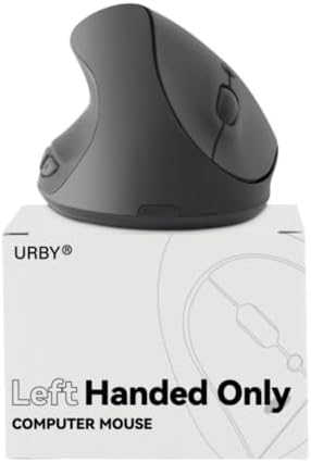 Ergonomic White Left-Handed Wireless Mouse – Urby Vertical Design for Gaming & Everyday Use, Compatible with Windows and mac OS, Upgraded Speed for 2024, Rechargeable Battery Included, Ideal Compact Mouse for Small Hands
