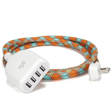 Transform Your Charging Routine with the 360 Electrical Habitat 4.8 A 6 ft USB Extension Cord – Versatile 4-Port Power Hub Ideal for i Phone, Android Devices, and Tablets – Stylishly Braided in Eye-Catching Poppy Fields – Fast Charging Capabilities with Superior Device Compatibility for an Organized, Tangle-Free Setup