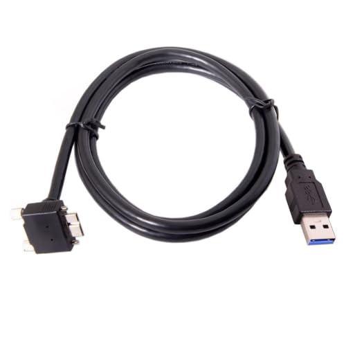Chenyang 90-Degree Micro USB 3.0 Cable – Type A Male to Micro B Male, 3 M High-Speed Connector for Industrial Cameras & Devices, Enhanced Durability with Mount Panel Screws, Perfect for Tight Spaces and Optimal Cable Management