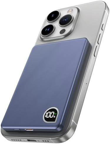 Ultra-Slim 5000 m Ah Magnetic Power Bank with Built-In USB-C Cable – 22.5 W Fast Charging Solution for i Phone 16/15/14/13, Samsung Galaxy, and Android Devices – Lightweight Design, Smart Thermal Regulation, and Universal Compatibility for Effortless On-the-Go Charging